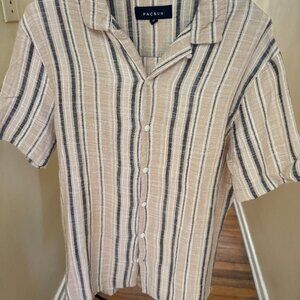 PACSUN  100% COTTON SHIRT SZ LARGE EUC SIEVEN  FRONT BUTTON  SHORT SLEEVE